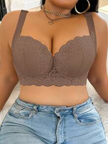1 szt. Plus Size Lace Seamless Supporting Wireless Lingerie Biustonosz do podnoszenia i uwydatniania