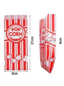 50pcs Paper Popcorn Bags For Party Popcorn Container Pop Corn Bags Bulk For Popcorn Machine Accessories Supplies School Supplies Food Bag Food Box Suitable For Candy Chocolate Cookies Etc. Valentine's Day, Valentines Wedding, Birthday,School Stuff, Kitchen Decor. - Multicolor - View 8