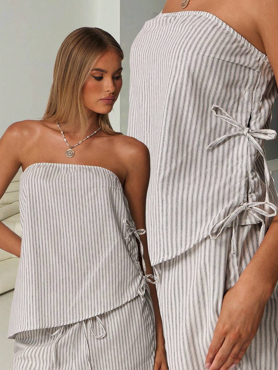 Forever 21 Women Asymmetrical Hem Striped Casual Camisole Tops, Summer