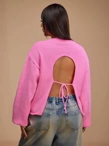 Forever 21 Plus Size Casual Solid Color Lantern Sleeve Sweater - Coral Pink - View 2