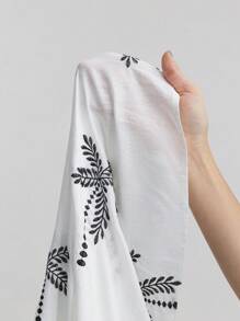 Ontre 2025 New Women Summer Dress, Halter Sleeveless Vacation Style Casual Ruffle Embroidery Fabric Swing Dress, Women Oversized Long Dress, Leisure