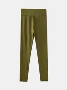 Easithlete Easithlete Women's Solid Color Elastic Waist Daily Fitness Sports Leggings - Green - View 2