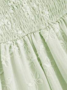 Sweetra 纯色圆形装饰提花抹胸连衣裙 Y2K 服装 - 綠色 - 查看 4