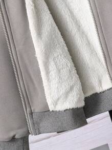 SHEIN 2pcs Tween Boys Thickened Hooded Jacket & Pants Set, Warm Winter Casual Wear - Grey - View 5