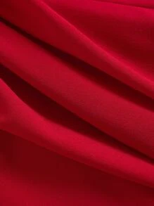 SHEIN MOD Vestido rojo de mujer de talla grande con decoración de busto fruncido, sin mangas y con volantes en el bajo - Rojo - Ver 4