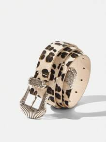 Maija Cinturón de cintura con estampado de leopardo y diseño retro para mujer - Beis - Ver 3