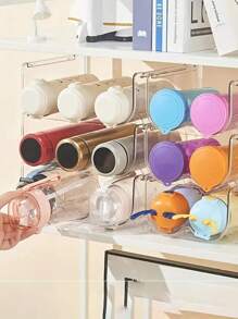 SHEIN 1pc Water Cup Storage Rack, Multi-Layer Storage Rack, Transparent Desktop Stackable Cup Holder, Dust-Proof Water Bottle Organizer
