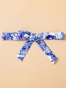 Teen Girls' Floral Print Ruffle Asymmetric Neck Romper - Blue - View 5