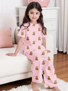 SHEIN Leap Crew 年轻女孩休闲修身圆领短袖连体裤，适合夏季 - 白色 - 查看 1