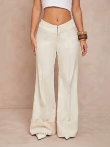Lumalex Pantalones largos acampanados con talle en V para mujeres