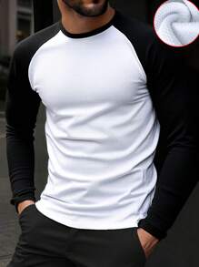 Manfinity Homme 男士休闲纹理面料拼接长袖T恤