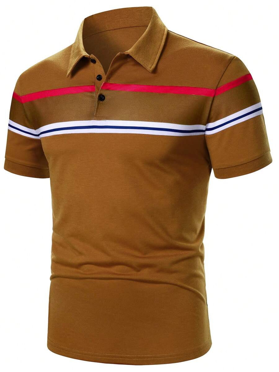 Manfinity Mode 男士条纹短袖休闲通勤 Polo 衫