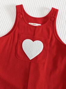 Cozy Pixies Valentine's Heart Decor Sleeveless Casual Overall Jumpsuit For Baby Girl - Multicolor - View 6