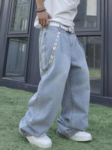Manfinity EMRG Jeans rectos de bolsillo sencillos para hombre, uso casual de todos los días