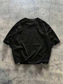 AXEPEAK 男士休闲宽松针织短袖撞色T恤，夏季街头风，情侣装