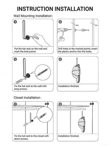 1pc L-Shaped Iron Wire Baseball Cap Holder Wall-Mounted Hat Rack Hat Organizer Room Decor Storage Organizer - Black - View 7