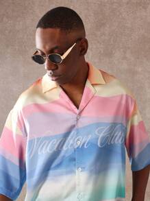 SUMWON Camisa de resort de vacaciones de estilo retro, manga corta con botones, casual de verano, colección de paraíso playero, de ajuste relajado y liviana, moda costera de vacaciones en tonos pastel - Multicolor - Ver 3