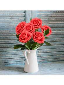 Artificial Flowers 7/12/17/22/27/32pcs Real Looking Ivory Foam Fake Roses With Stems For DIY Wedding Bouquets Bridal Shower Centerpieces Arrangements Party Tables Decorations OPP Bag Packaging (Excluding Box), Valentine Day, Gift