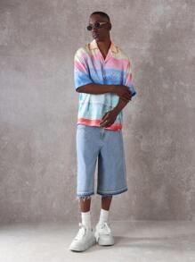 SUMWON Camisa de resort de vacaciones de estilo retro, manga corta con botones, casual de verano, colección de paraíso playero, de ajuste relajado y liviana, moda costera de vacaciones en tonos pastel - Multicolor - Ver 5