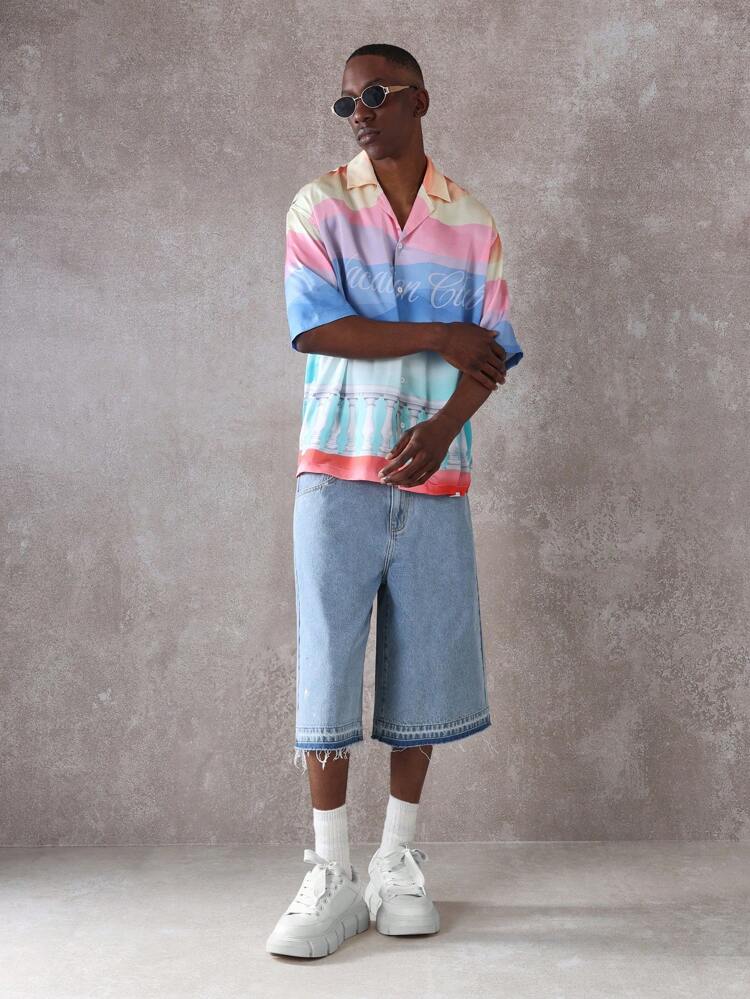 Retro Style Relaxed Fit Button Down Short Sleeve Shirt
