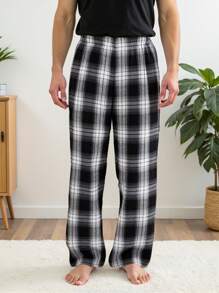 SHEIN 2pcs Teen Boys Classic Simple Drawstring Waist Long Woven Pajama Pants