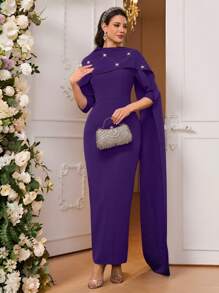 Modelyn Vestido elegante de fiesta para mujer con decoración de cristales