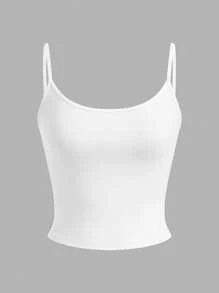 SHEIN EZwear 4pcs Women's Black, White, Grey Cropped Tight Fit Casual Camisole Tank Tops, Suitable For Summer Back To School - Multicolor - View 4