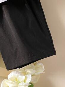 SHEIN 2 件套男童黑色短袖双排扣西装外套和短裤套装 - 绅士风格 - 黑色 - 查看 5