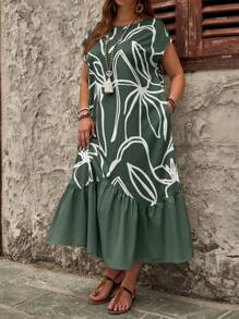 EMERY ROSE Vestido de manga corta sencillo de talla grande, moda para el verano
