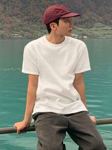 DAZY Men's Plain White T-Shirt, Simple Style Suitable For Summer - White - View 1