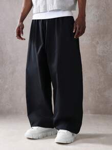 SUMWON 超宽灯笼裤高级时尚宽松日本街头风格宽松套穿长裤，松紧腰休闲秋冬裤