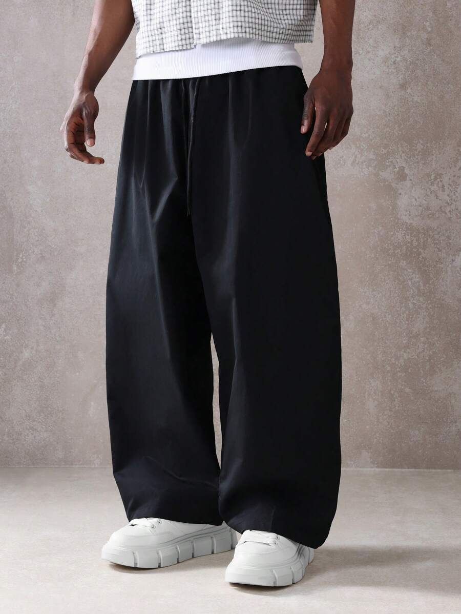 SUMWON 超宽灯笼裤高级时尚宽松日本街头风格宽松套穿长裤，松紧腰休闲秋冬裤