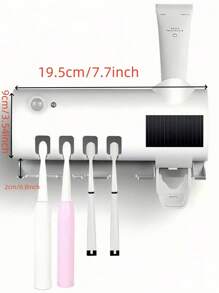 1 Peça Esterilizador de Escova de Dentes Inteligente Branca, Suporte para Escova de Dentes Montado na Parede Sem Furos, Espremedor de Pasta de Dente Automático Multifuncional com Carregamento USB, Conjunto para Banheiro Pode Segurar 4 Escovas de Dentes e Uma Pasta de Dente, Adequado para Banheiros, Dormitórios e Decoração Doméstica, Decoração de Banheiro Doméstica de Verão