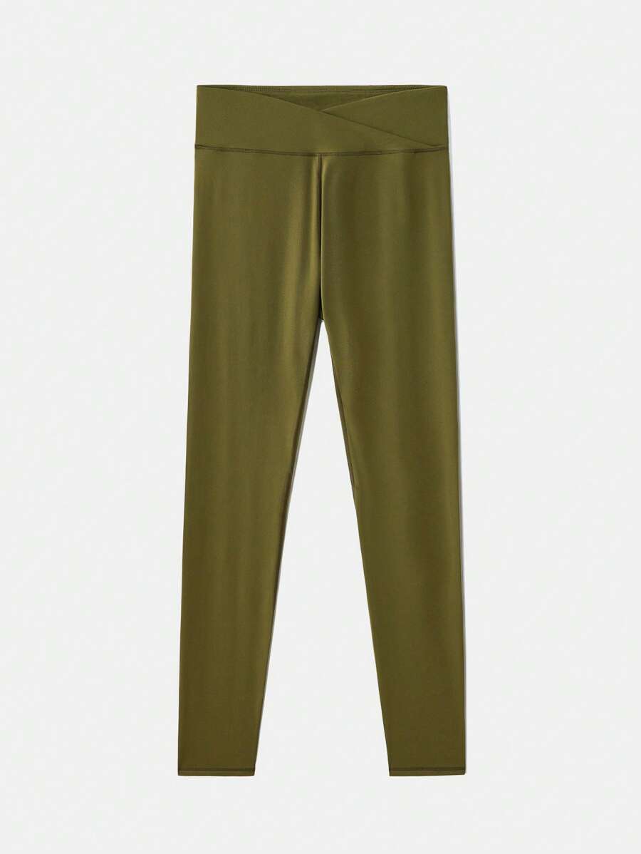 Easithlete Easithlete Women's Solid Color Elastic Waist Daily Fitness Sports Leggings - Green - View 1