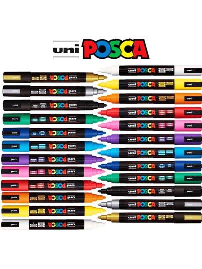 Novo conjunto de canetas marcadoras Uni Posca PC-3M à prova d'água canetas de tinta opacas Super Manga Graffiti Pen Art Supplies Papelaria Volta às aulas