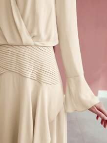 MOTF PREMIUM DRAPED ASYMMETRICAL HEM DRESS - Apricot - View 2