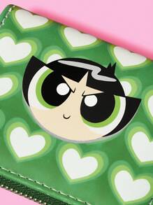 THE POWERPUFF GIRLS X SHEIN Fashionable & Cute Heart And Buttercup Pattern Wallet - Multicolor - View 3