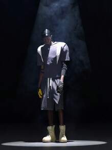 NEON BLANC Men's Street Fashion Knit Round Neck Patchwork Grey Short Sleeve T-Shirt - Grey - View 7