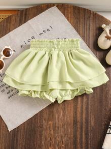 Genkimix Kids Young Girl' Cute Layered Ruffle Skort, Spring/Summer - Mustard Yellow - View 2