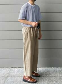 DAZY Men's Simple Solid Beige Trousers, Fashionable For Summer Business Attire - Apricot - View 4