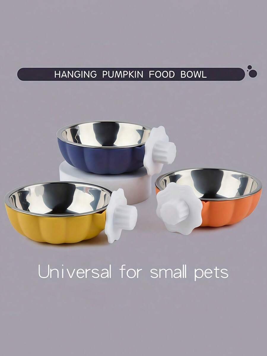 Pumpkin Shaped Pet Bowl, Detachable Raised Dog Bowl With Stainless Steel Insert, Adjustable Height Pet Food And Water Dish For Cats Dogs, Easy Clean, Cute Easter Pet Feeding Supplies