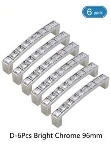 1pc/6pcs puxadores de gaveta de cristal, alças de metal transparentes quadradas de diamante, botões sólidos de furo duplo para armário de vinho, guarda-roupa, armário com parafusos, espaçamento de furo de 64 mm/96 mm/128 mm, ferragens para móveis