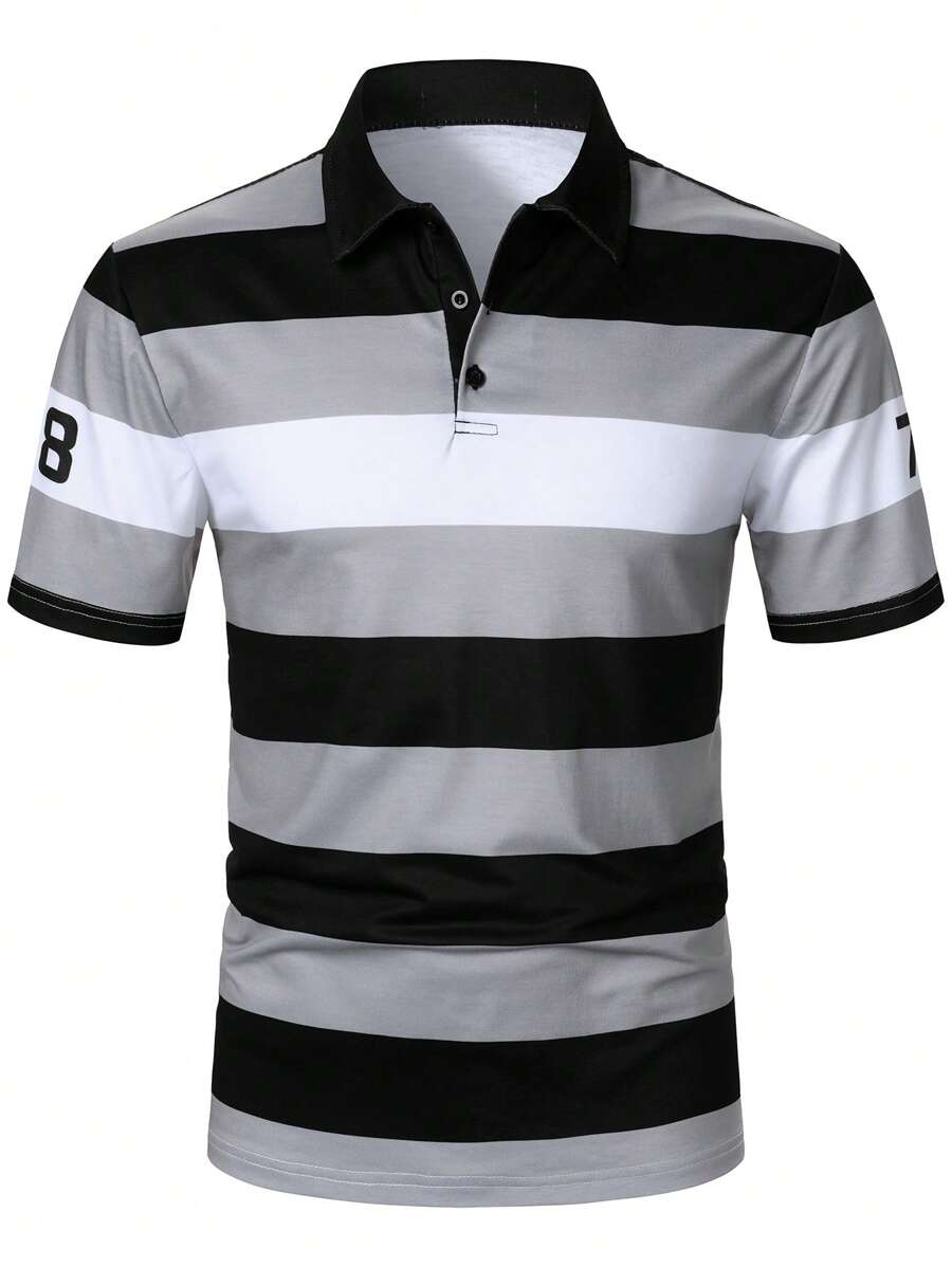 Manfinity Mode Men's Polo Shirt, Minimalist & Fashionable, Suitable For Summer - Multicolor - View 1