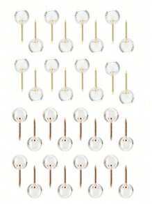 50pcs/100pcs Push Pins For Bulletin Board, Thumb Tacks For Wall, Corkboard, Map, Calendar, Photos, Rose Gold Map Push Pin, Round Head Map Pin, Clear Push Pins, Plastic Head Push Pins, With Storage Box, DIY For Craft Projects, Home Office Organization, Large Size Back To School