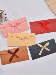 10个彩色信封 创意高档欧式信封 蝴蝶结 加厚珠光纸 长信封 适合节日