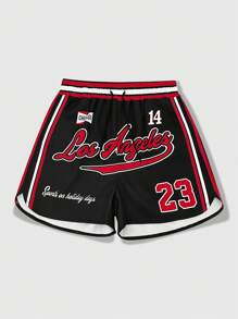 ROMWE MEN Prep Men's Basketball Casual Simple Style Shorts, Suitable For Summer - Multicolor - View 1