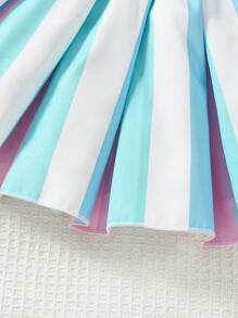 Baby Girls Bowknot Rainbow Stripe Tank Top And Skirt Set High Quality Stylish Infant Outfit Perfect For Summer Playdates And Occasions Comfortable Soft Fabric Cute Design For Toddler Girls - Multicolor - View 3