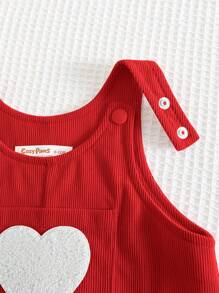 Cozy Pixies Valentine's Heart Decor Sleeveless Casual Overall Jumpsuit For Baby Girl - Multicolor - View 4