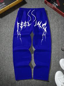 Manfinity EMRG Men's Street Collegiate Style INS High Street Casual Sweatpants, Suitable For All Seasons And Perfect For Outings And Everyday Wear - Blue - View 2