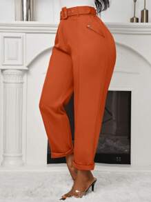 VaVaBold 女士秋季腰带休闲紧身裤 - 橘色 - 查看 3